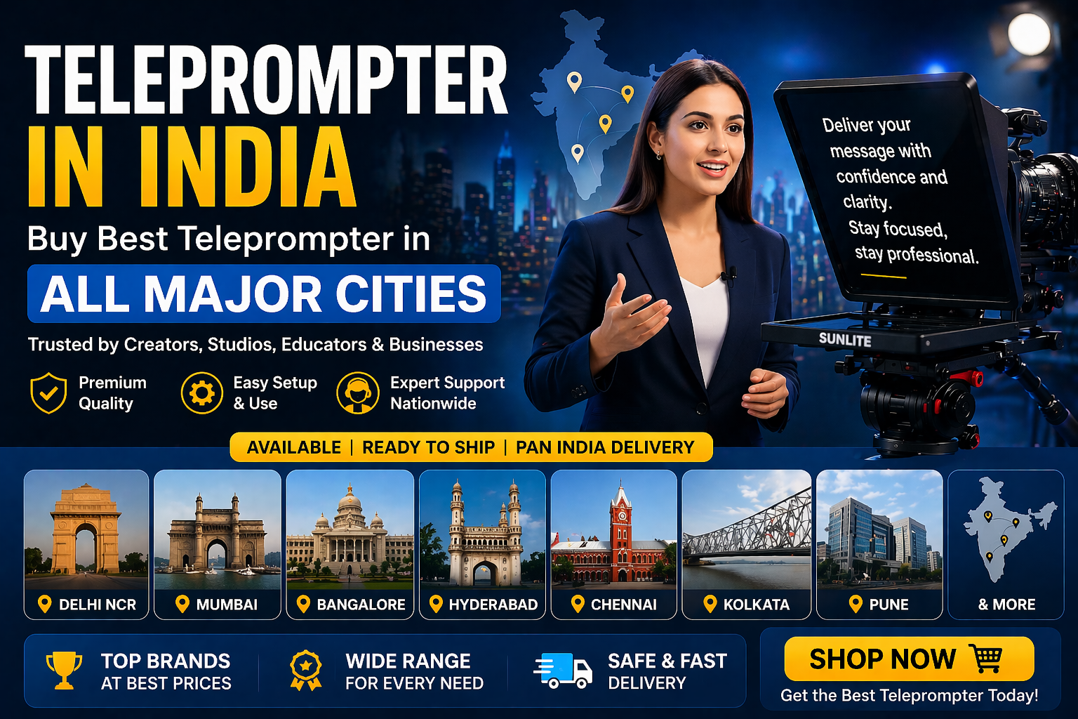 Teleprompter in India: Buy Best Teleprompter in All Major Cities | Sunlite Systems